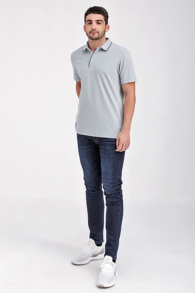 Áo thun cổ bẻ tay ngắn form vừa trơn KS21SS43C-SCWK