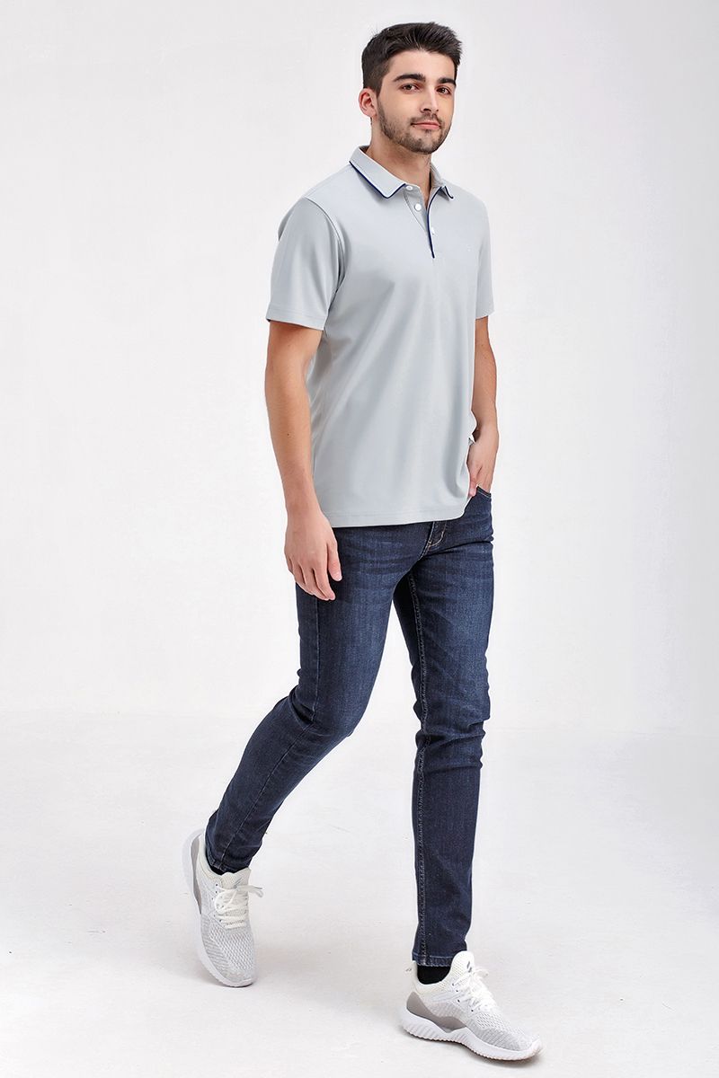 Áo thun cổ bẻ tay ngắn form vừa trơn KS21SS43C-SCWK