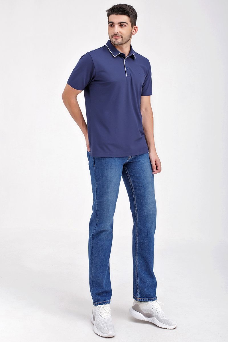 Áo thun cổ bẻ tay ngắn form vừa trơn KS21SS43C-SCWK
