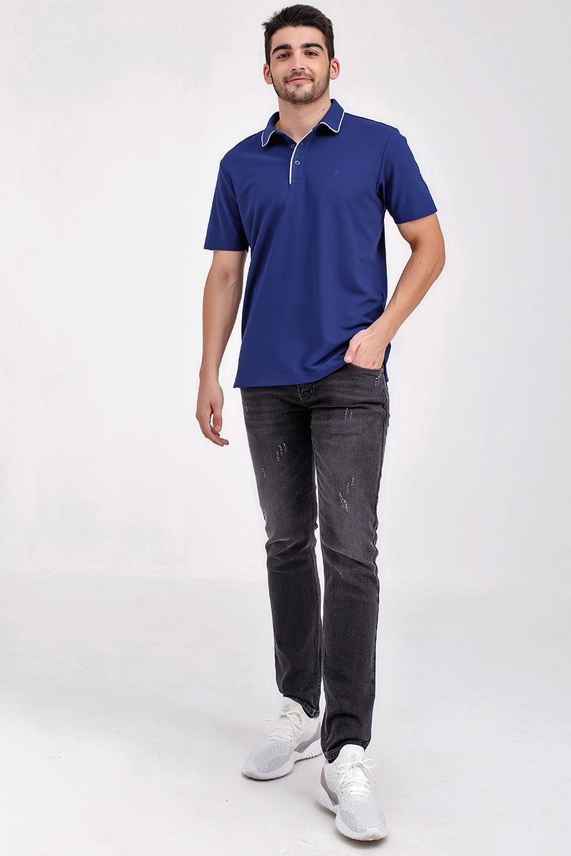 Áo thun cổ bẻ tay ngắn form vừa trơn KS21SS43C-SCWK
