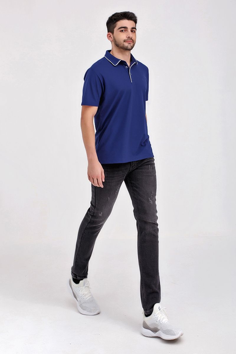 Áo thun cổ bẻ tay ngắn form vừa trơn KS21SS43C-SCWK