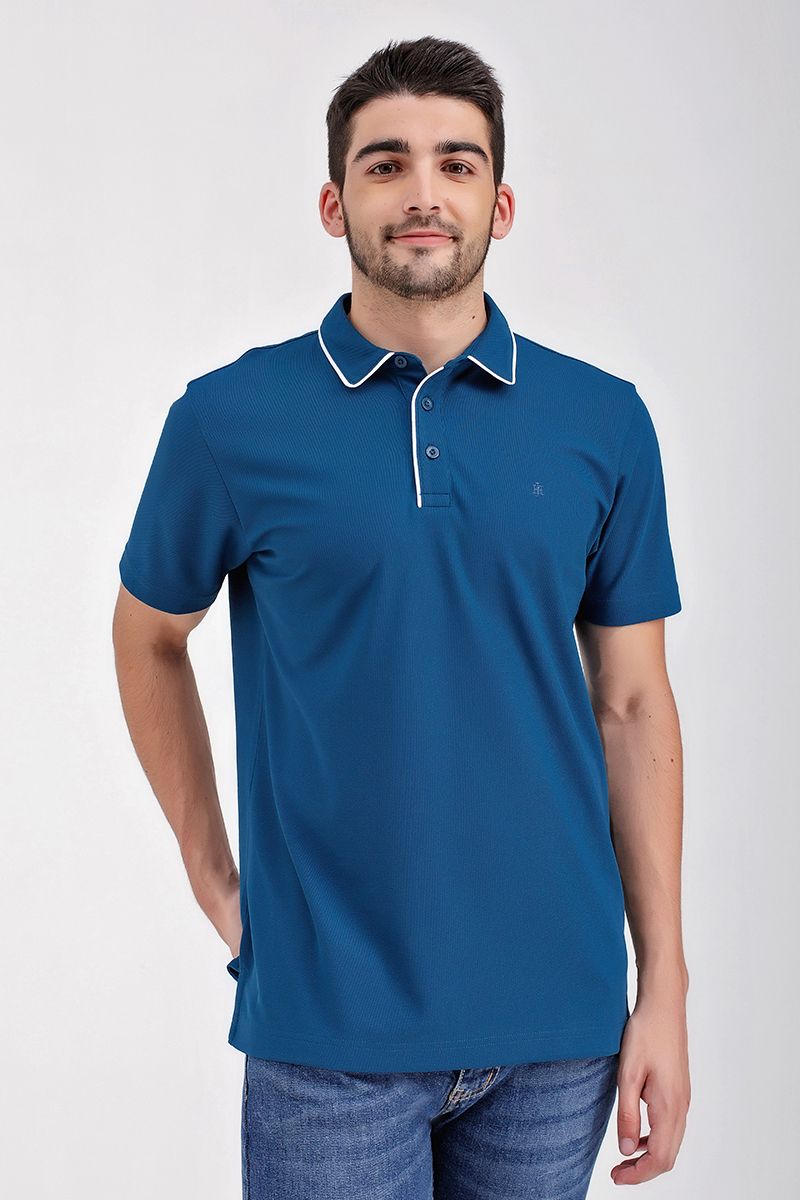 Áo thun cổ bẻ tay ngắn form vừa trơn KS21SS43C-SCWK