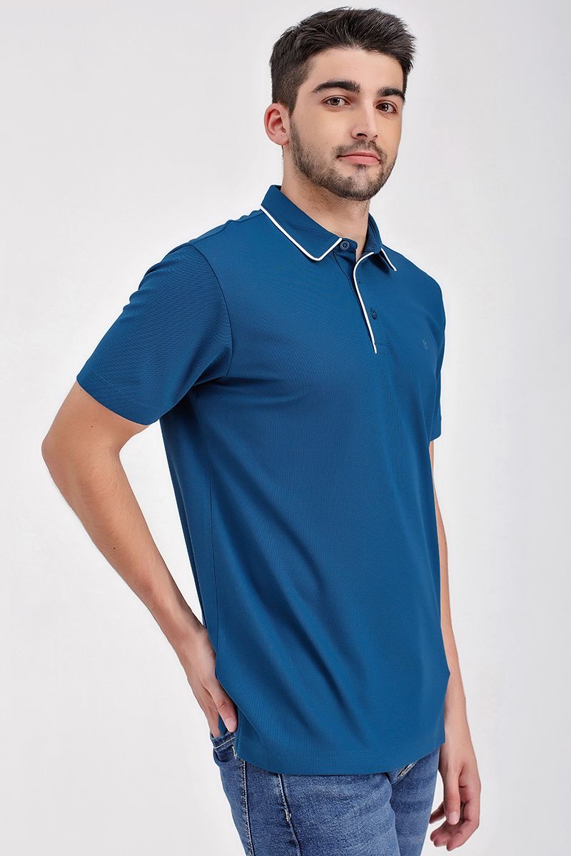 Áo thun cổ bẻ tay ngắn form vừa trơn KS21SS43C-SCWK
