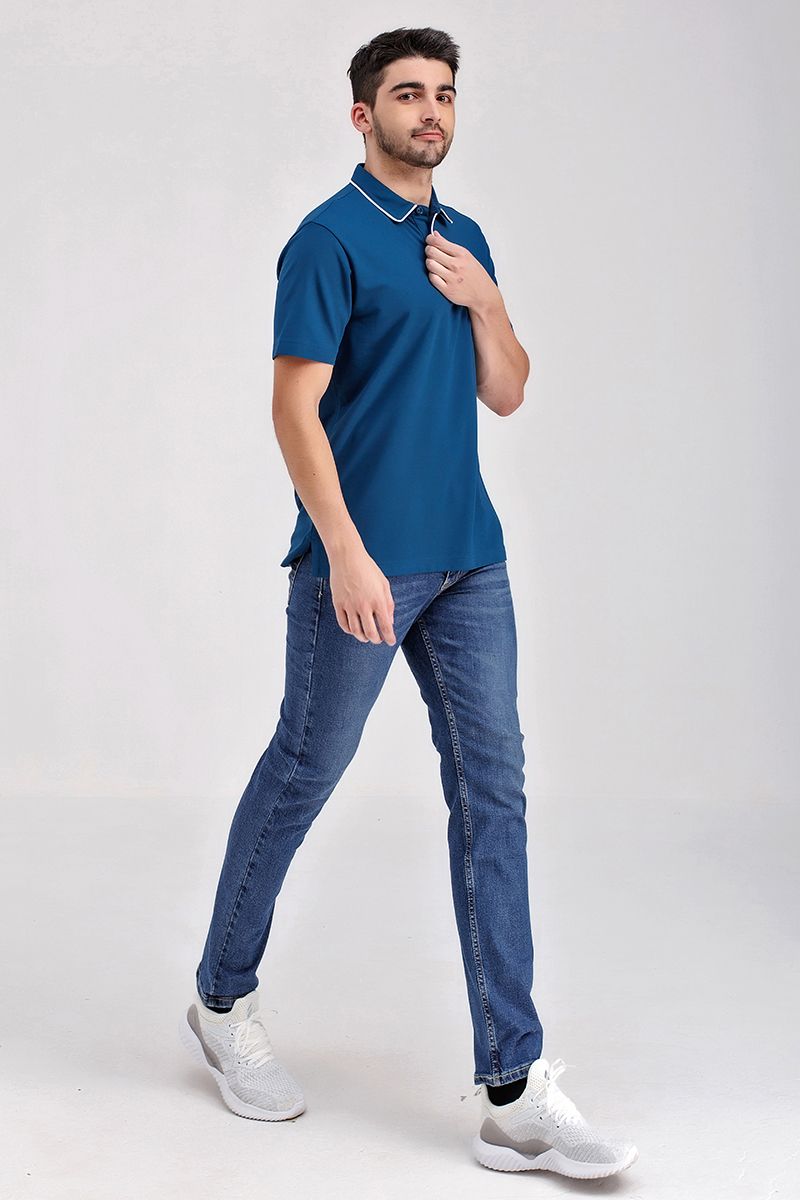 Áo thun cổ bẻ tay ngắn form vừa trơn KS21SS43C-SCWK