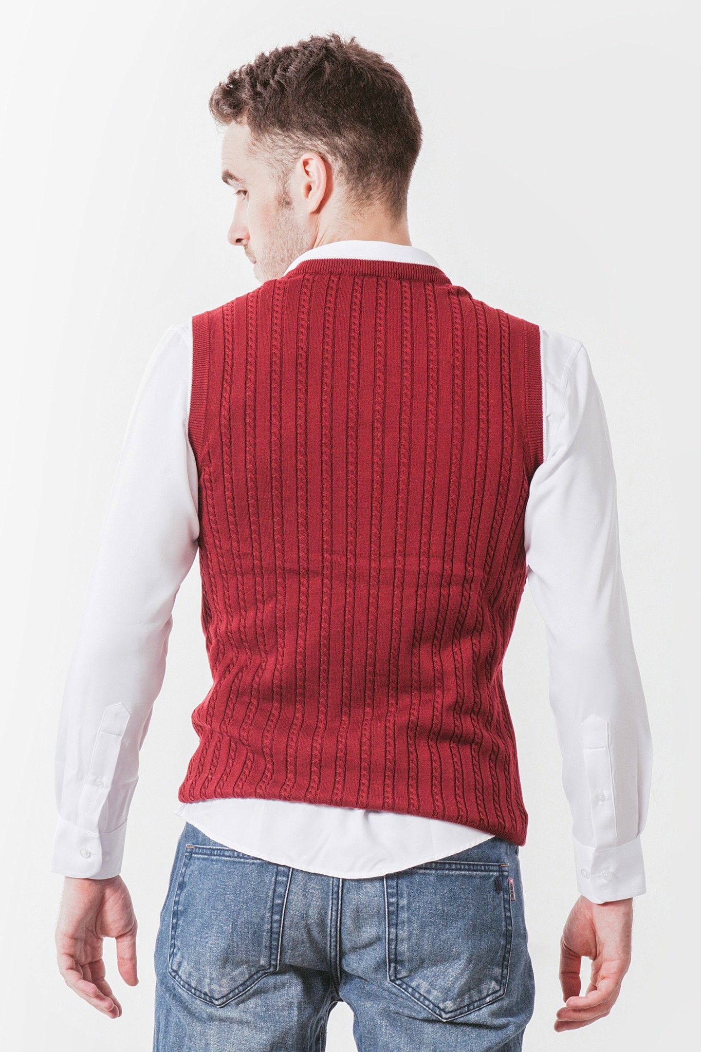 Áo len nam cổ tim không tay SW19FH01C-GL