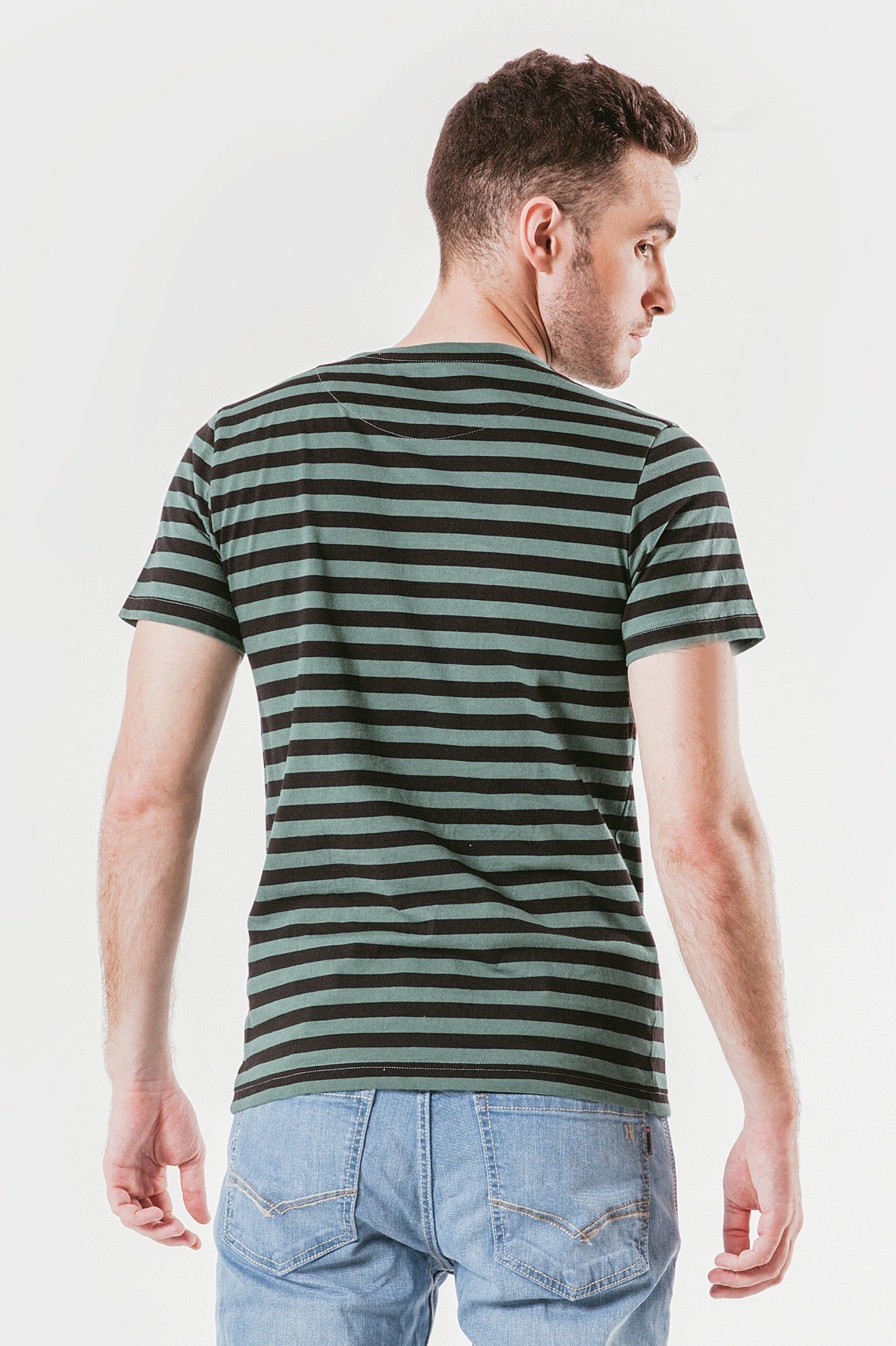 Áo thun nam cổ tròn tay ngắn cotton sọc ngang TS19FH21C-SC