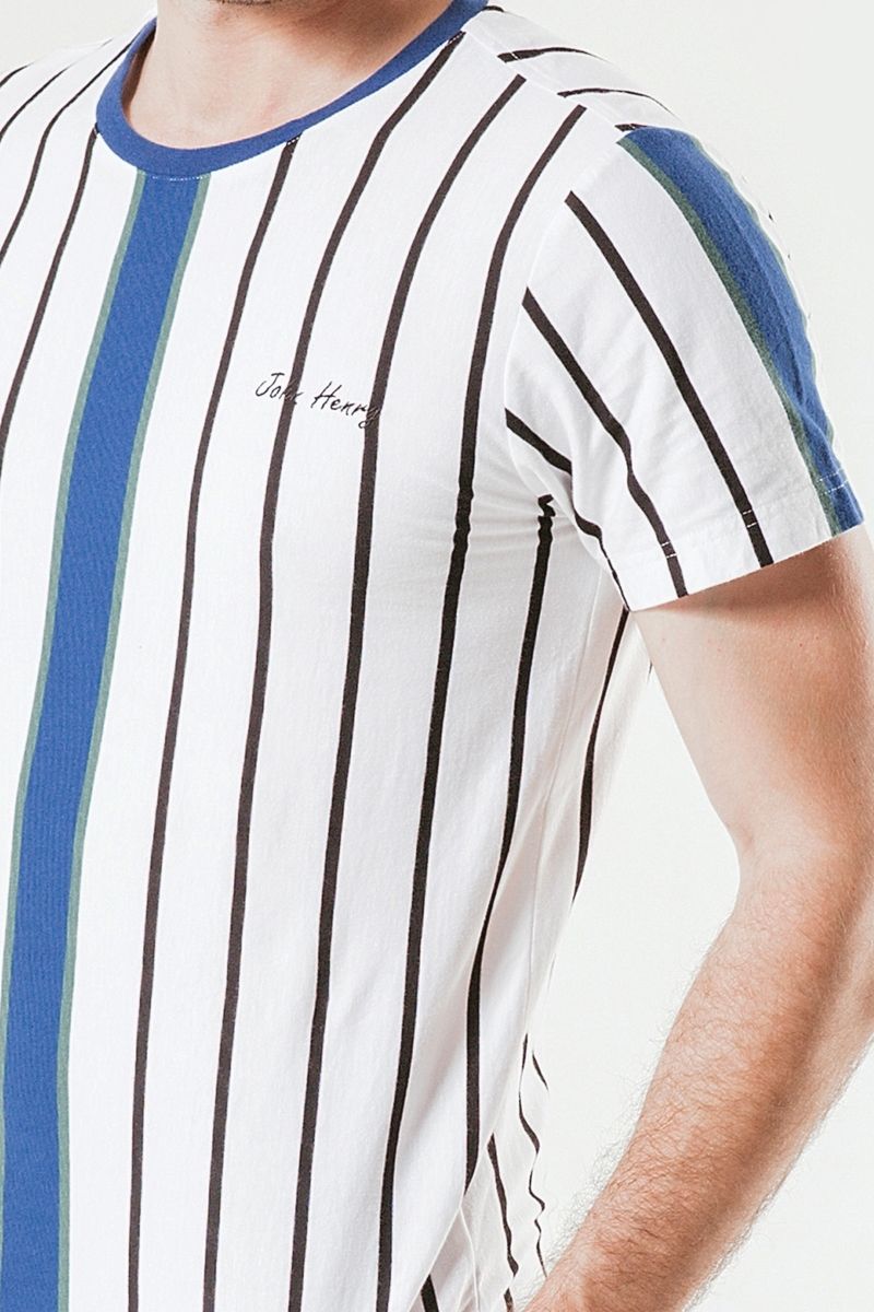 Áo thun nam cổ tròn tay ngắn cotton sọc dọc TS19FH22P-SC