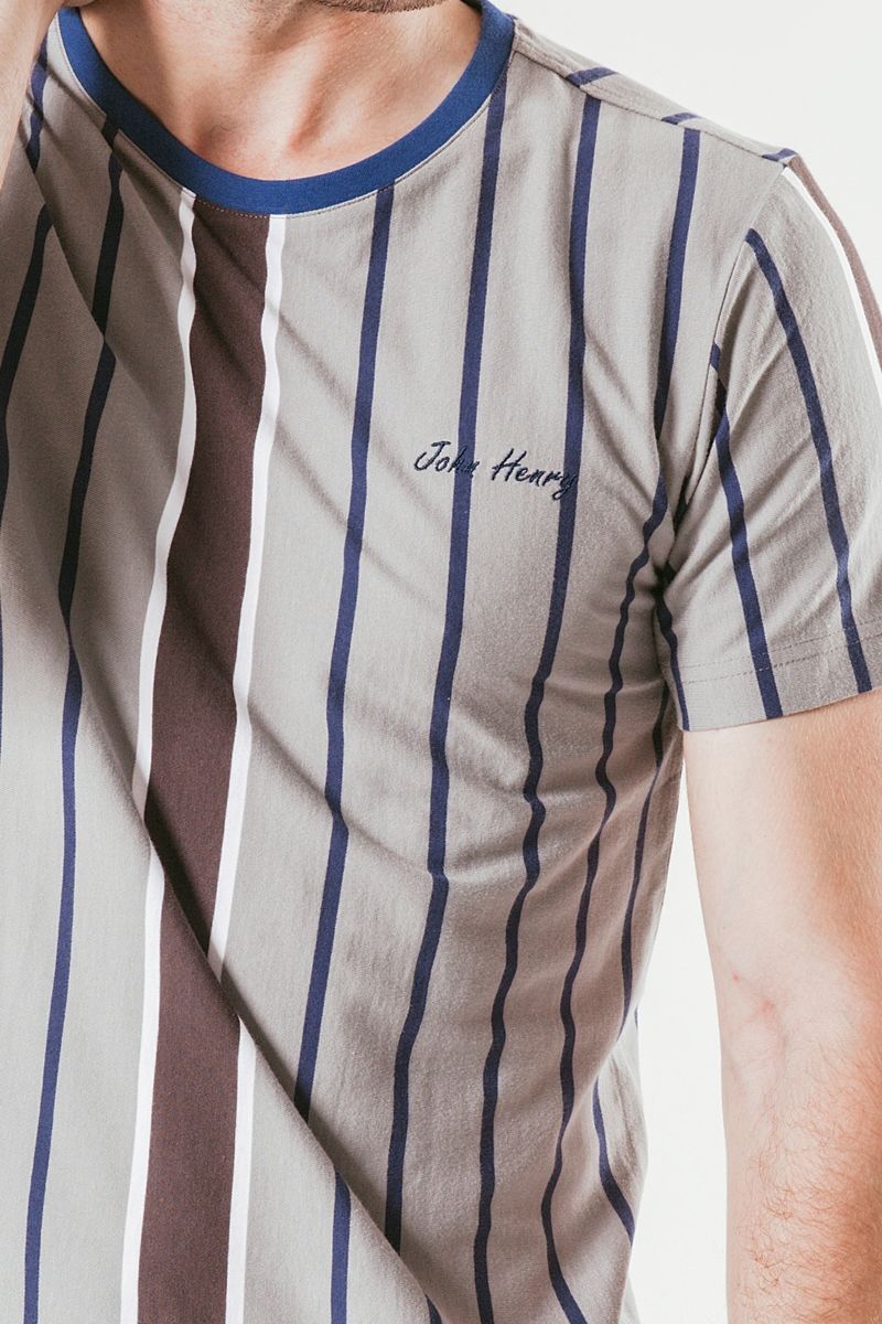 Áo thun nam cổ tròn tay ngắn cotton sọc dọc TS19FH22P-SC