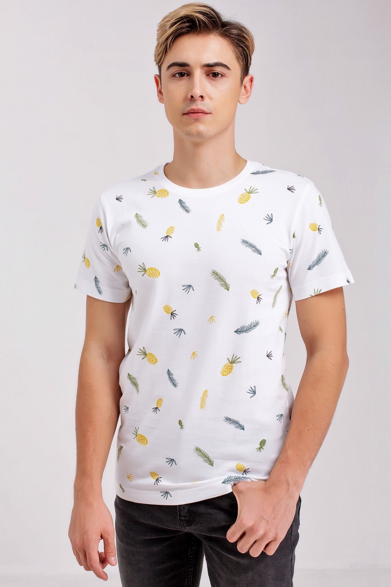 Áo thun nam cổ tròn tay ngắn cotton Mỹ in họa tiết TS20SS06C-SCUS