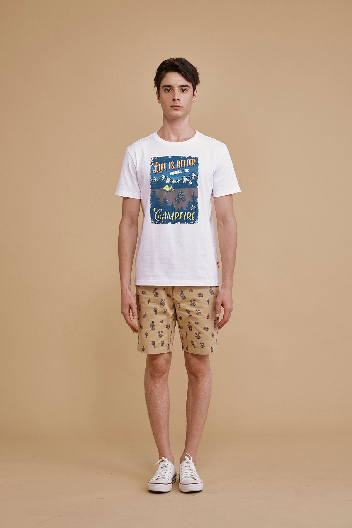 Áo thun cổ tròn form vừa in hình TS21SS09T-RG