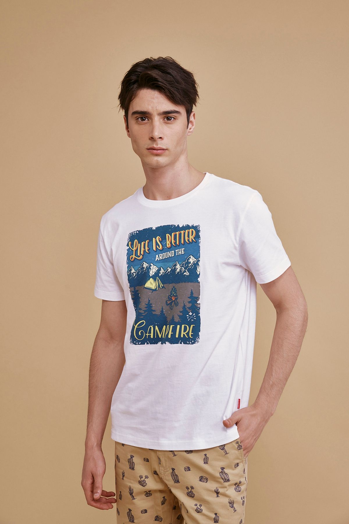 Áo thun cổ tròn form vừa in hình TS21SS09T-RG