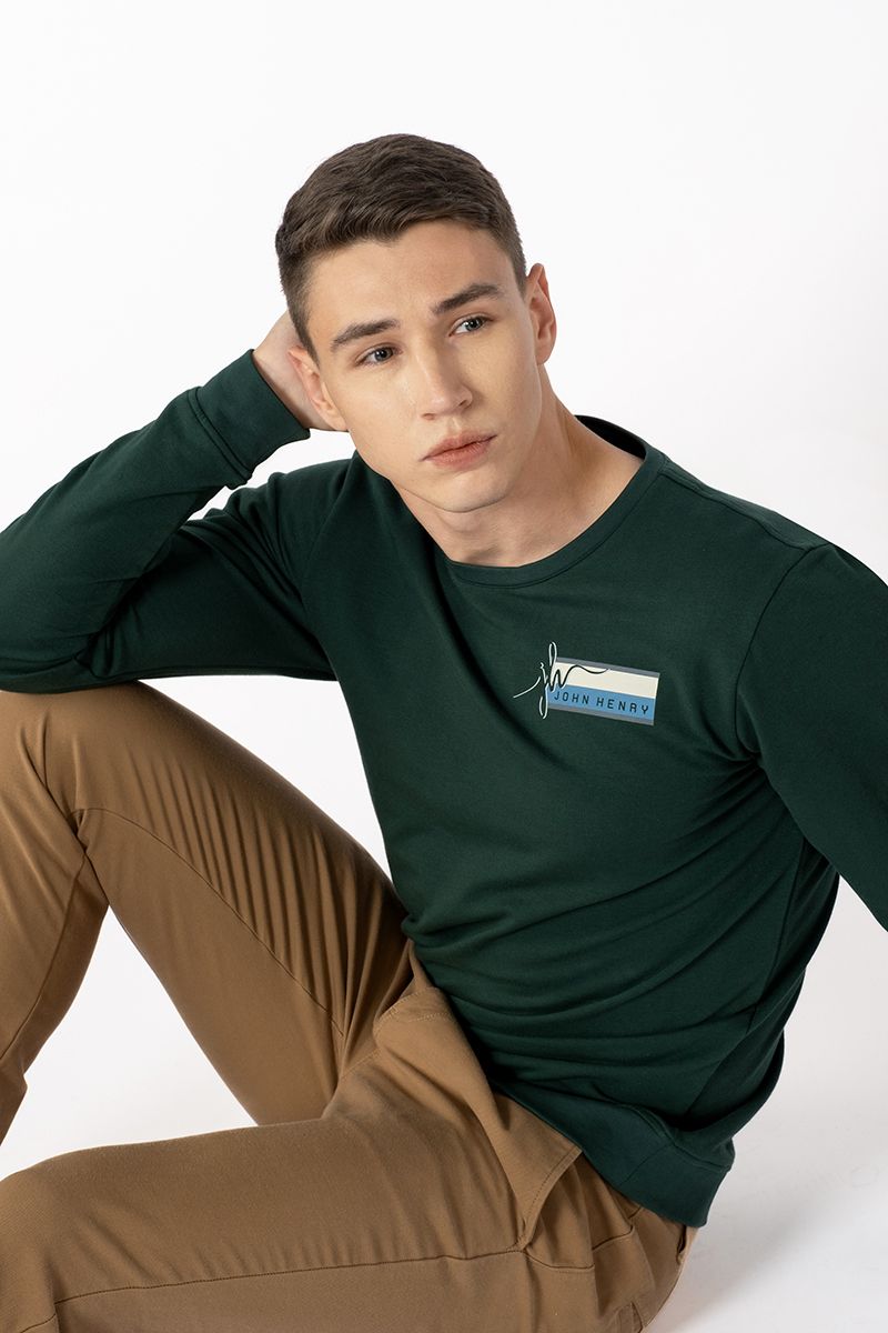 Áo Thun Cổ Tròn Tay Dài Nam Tính TS23FH21P-LS