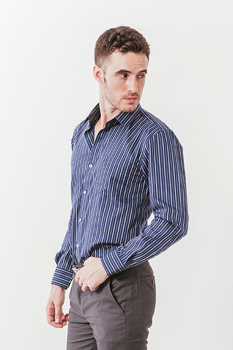 Áo sơ mi nam công sở tay dài sọc dọc WS19SS30D-LDUS