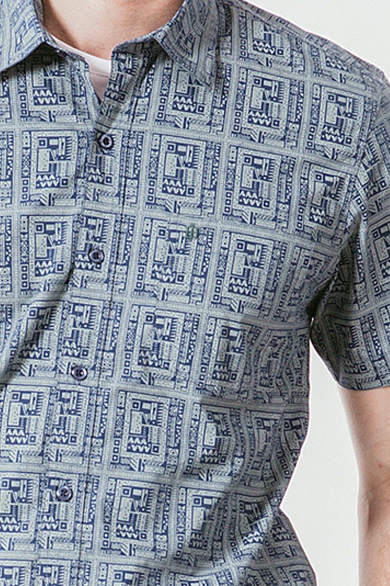 Áo sơ mi nam dạo phố tay ngắn họa tiết WS19SS40D-SC