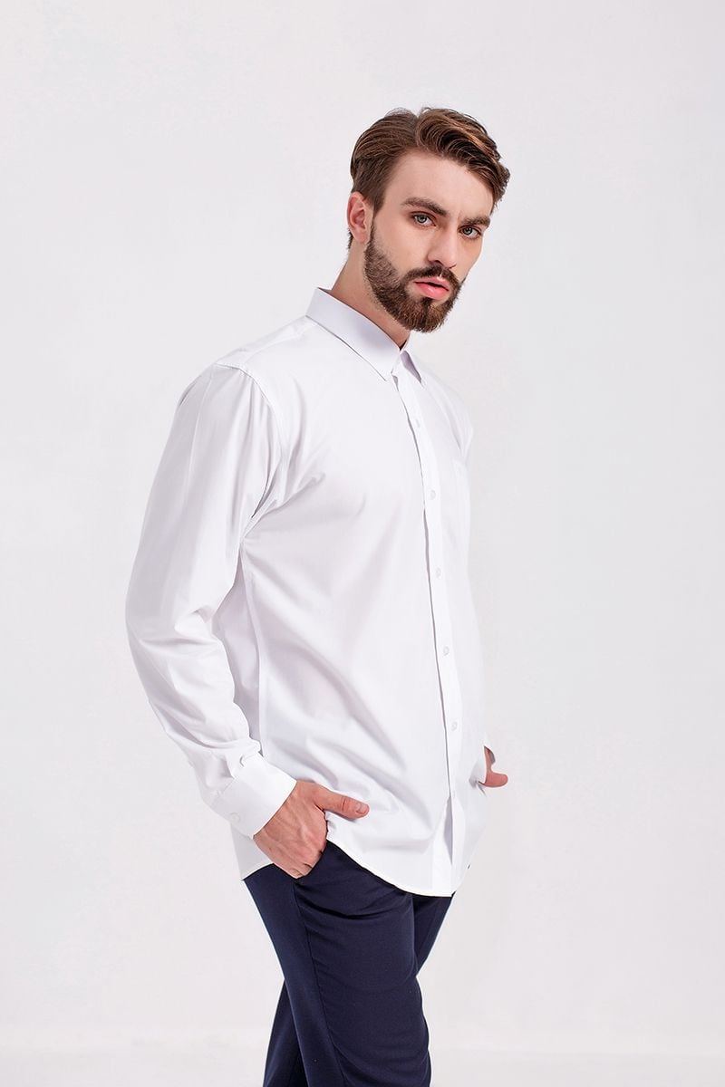 Áo sơ mi tay dài trắng trơn WS20FH78P-LD