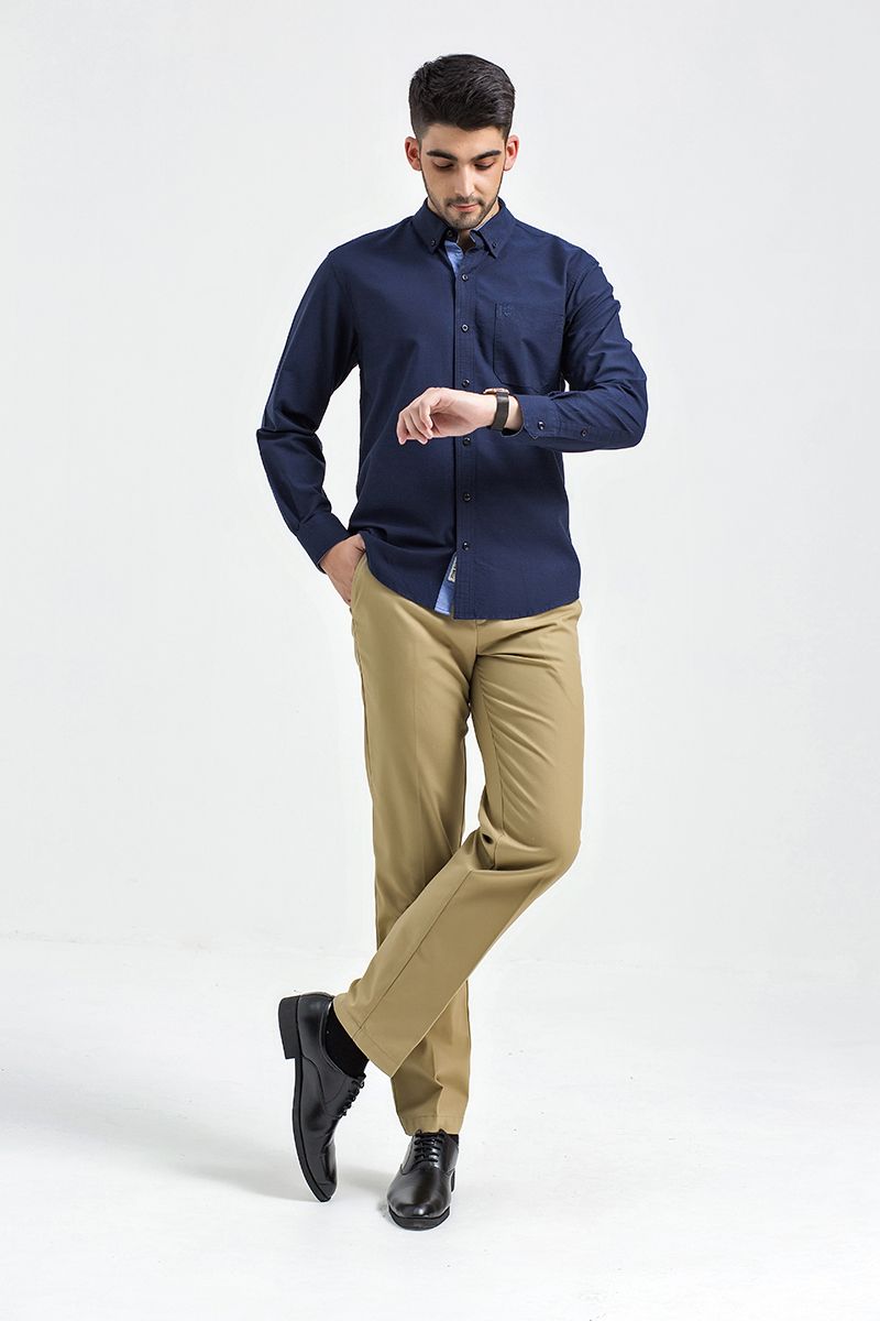 Áo sơ mi tay dài dệt Oxford WS21SS18P-LC