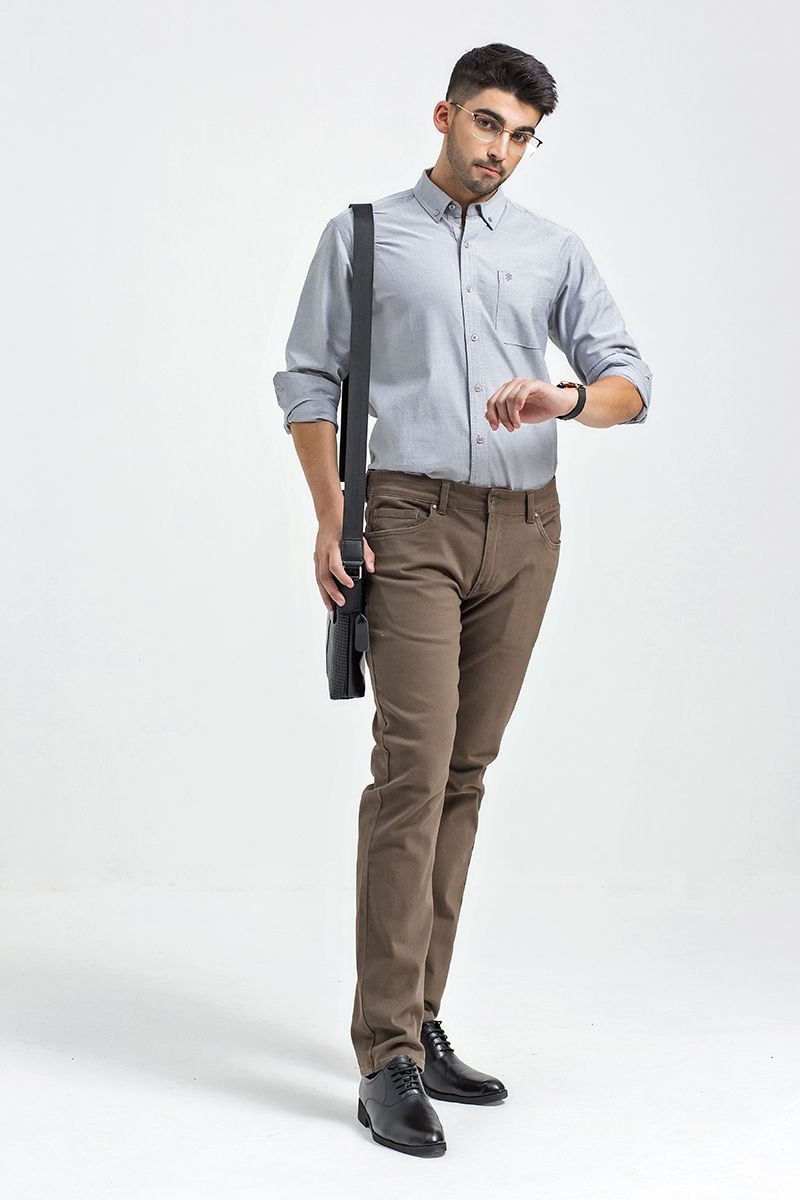 Áo sơ mi tay dài dệt Oxford WS21SS18P-LC