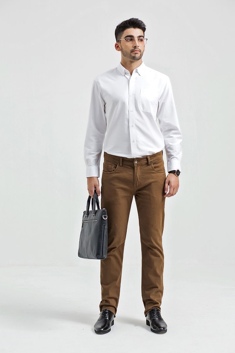 Áo sơ mi tay dài dệt Oxford WS21SS18P-LC