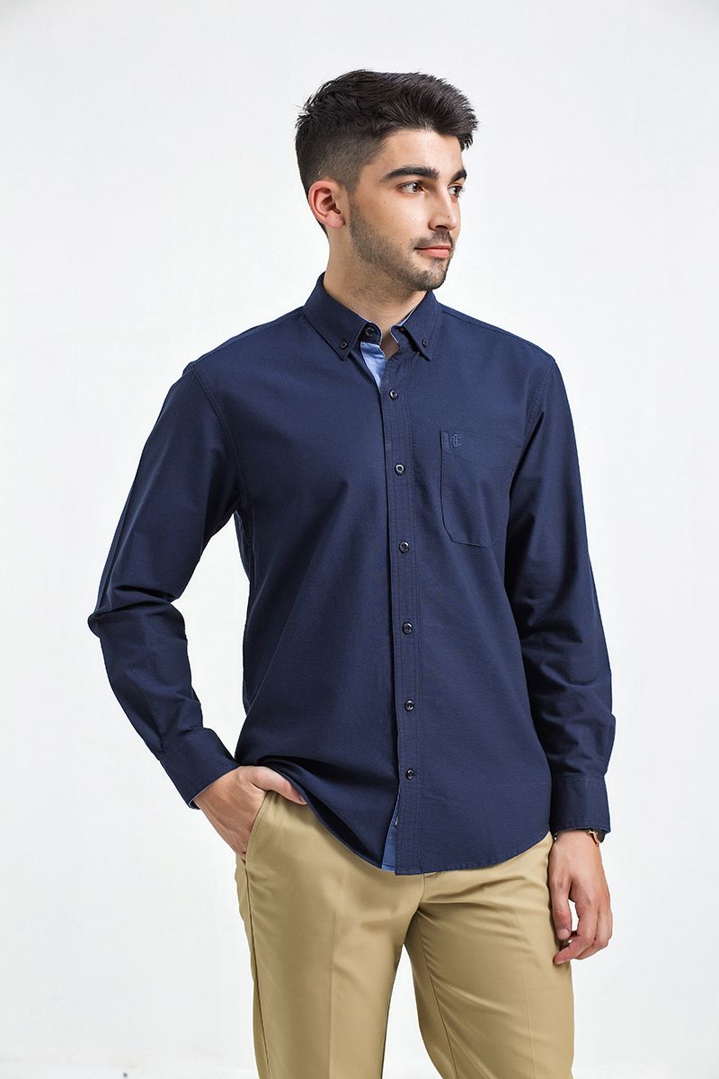 Áo sơ mi tay dài dệt Oxford WS21SS18P-LC