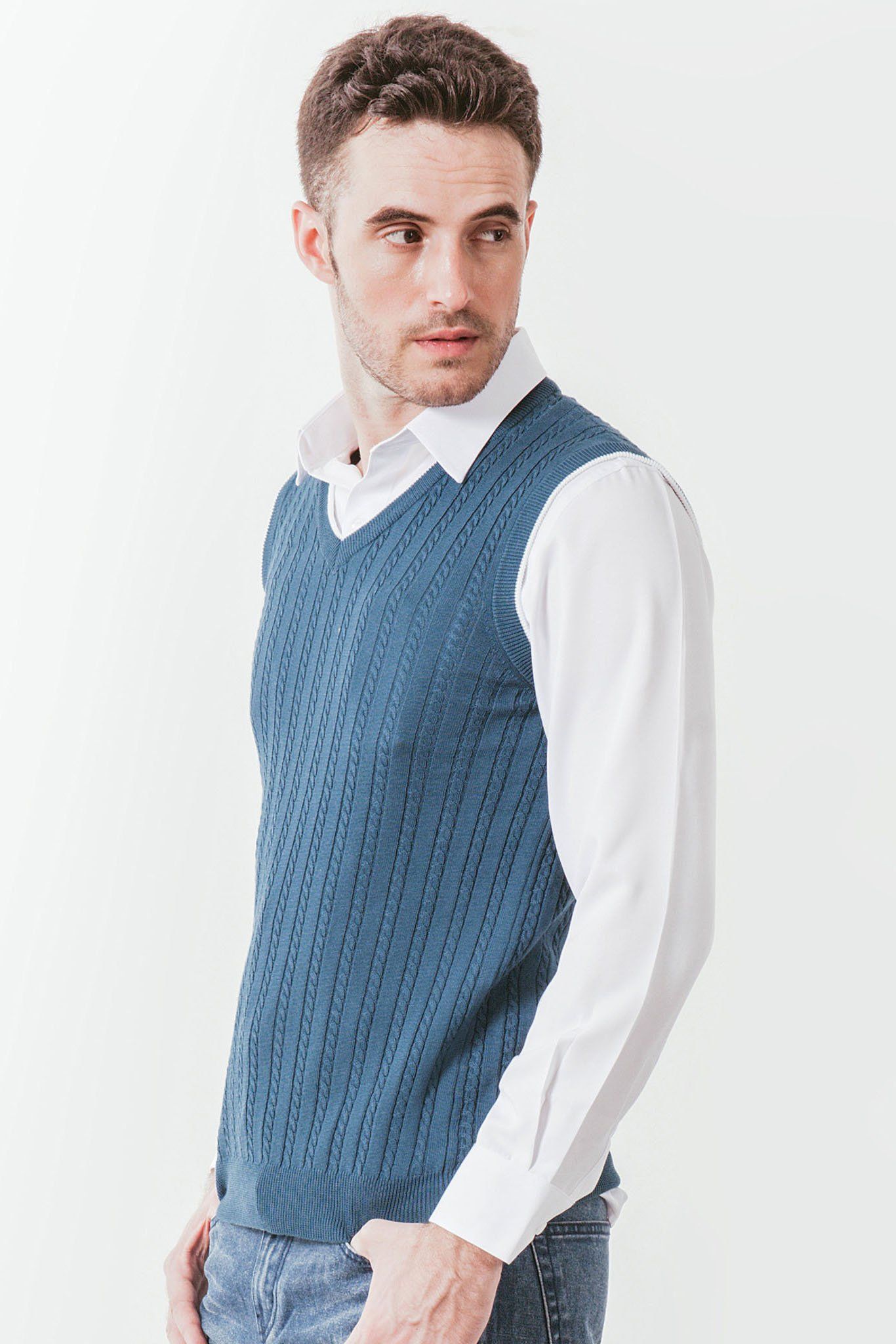 Áo len nam cổ tim không tay SW19FH01C-GL