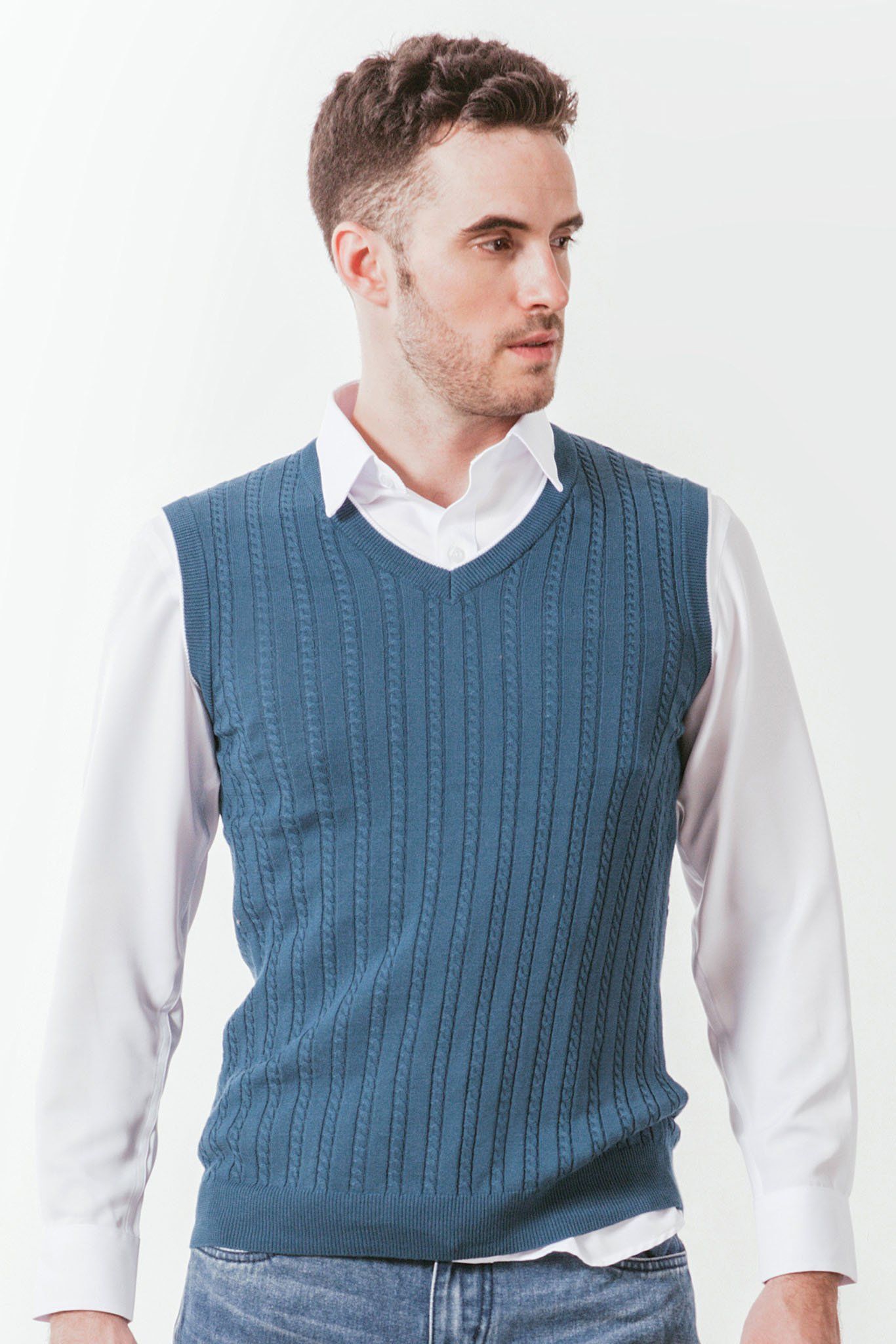 Áo len nam cổ tim không tay SW19FH01C-GL
