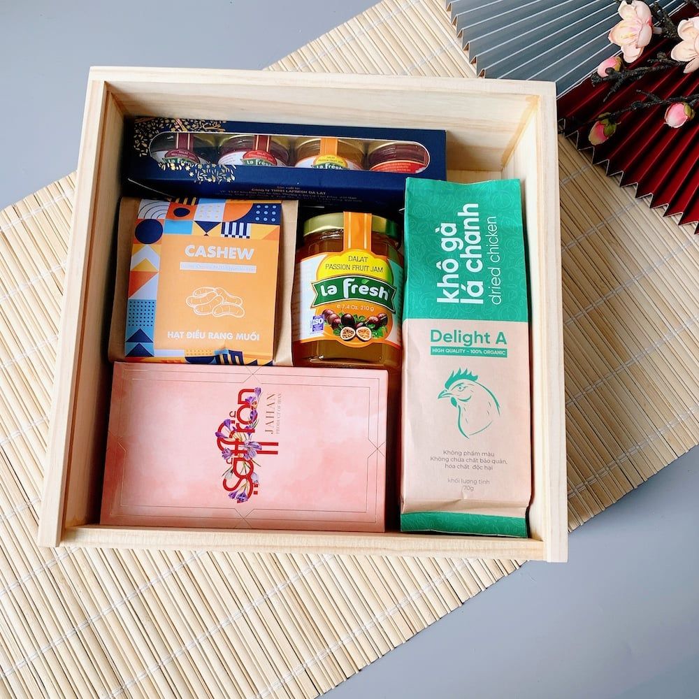 Hộp quà Tết sang trọng - hộp gỗ in logo doanh nghiệp ANS 26