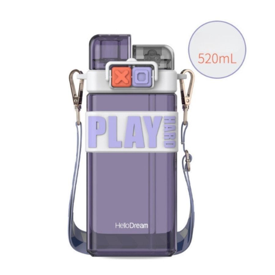 Bình đựng nước kèm ống hút Play hard thiết kế cách điệu BGN30