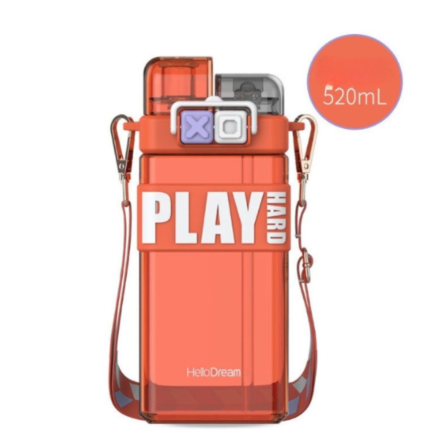 Bình đựng nước kèm ống hút Play hard thiết kế cách điệu BGN30
