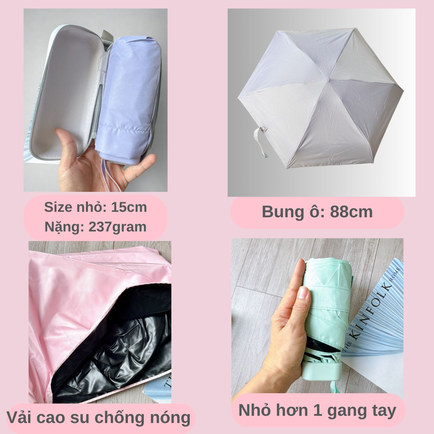 Ô dù gấp gọn chống tia UV Jiuyue có hộp đựng - ODG09