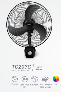 Quạt Treo công nghiệp HALI TC209C -50cm-140W (3 cánh/ 5 cánh)