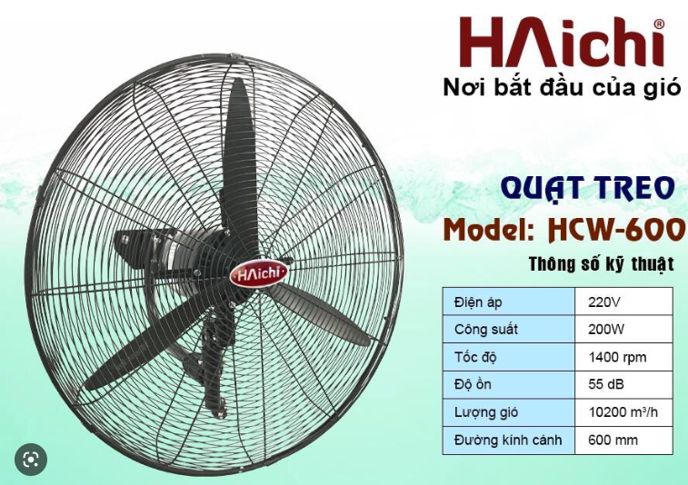 [Hỏa tốc] 200W Quạt treo công nghiệp Haichi HCW600