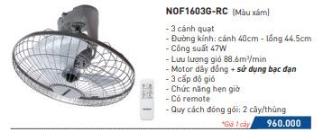 Quạt Đảo Có remote Nanoco NOF1603G-RC