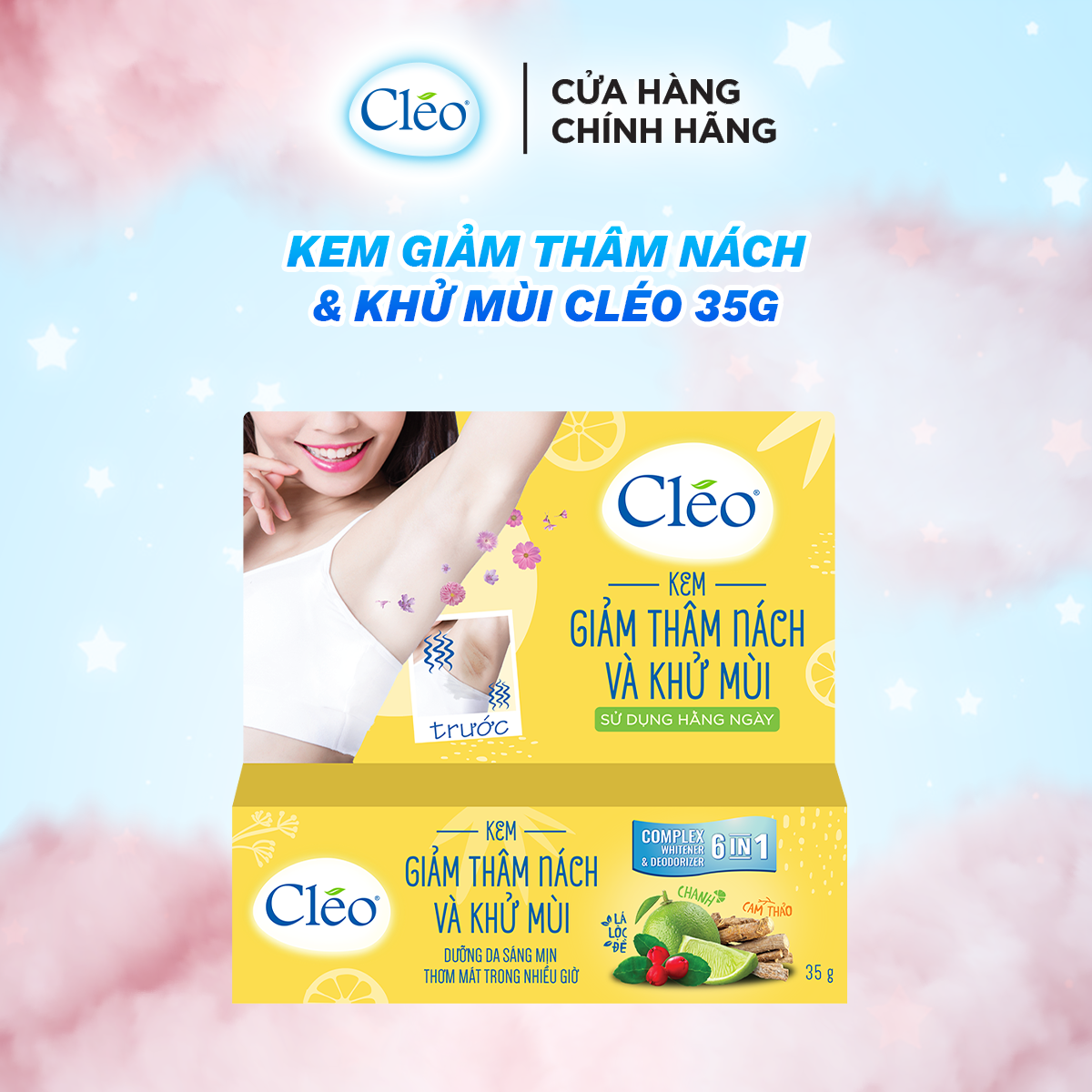  Kem trị thâm nách và khử mùi Cleo 35g, hiệu quả sau 4 tuần sử dụng 