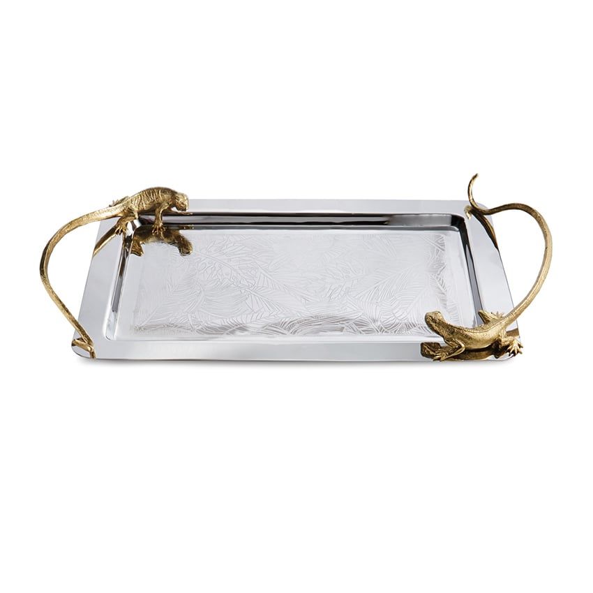 Khay chử nhật, viền đồng, thép - Rainforest Collection