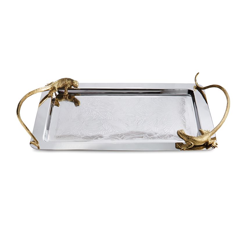 Khay chử nhật, viền đồng, thép - Rainforest Collection