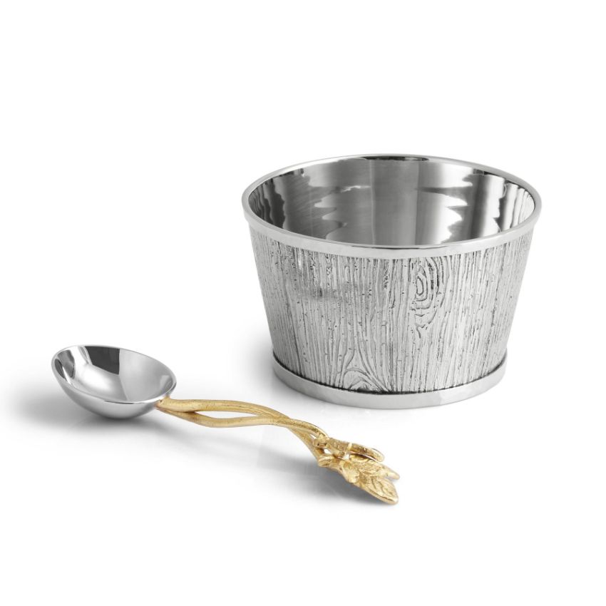 Bộ dĩa và muỗng đựng hạt, hoạ tiết lá Ivy & Oak