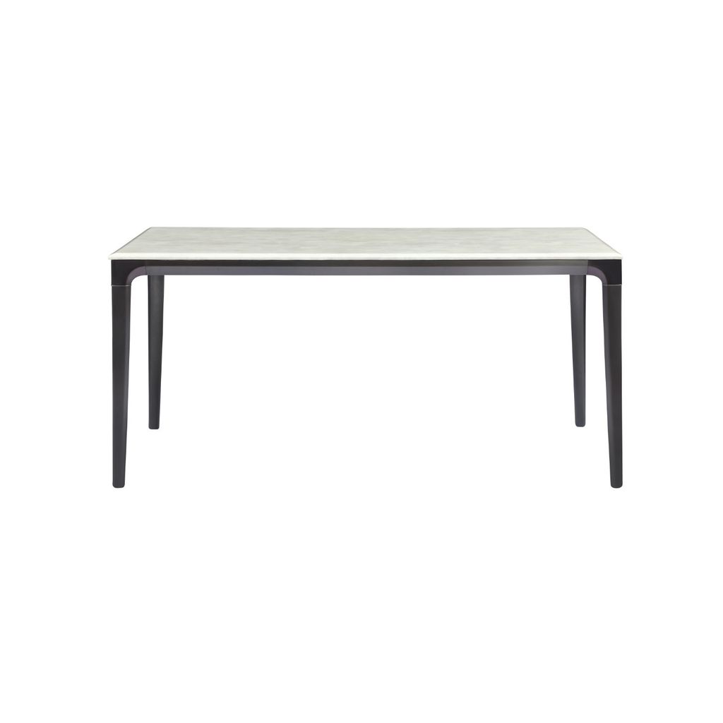 Bàn ăn, mặt đá trắng, chân inox