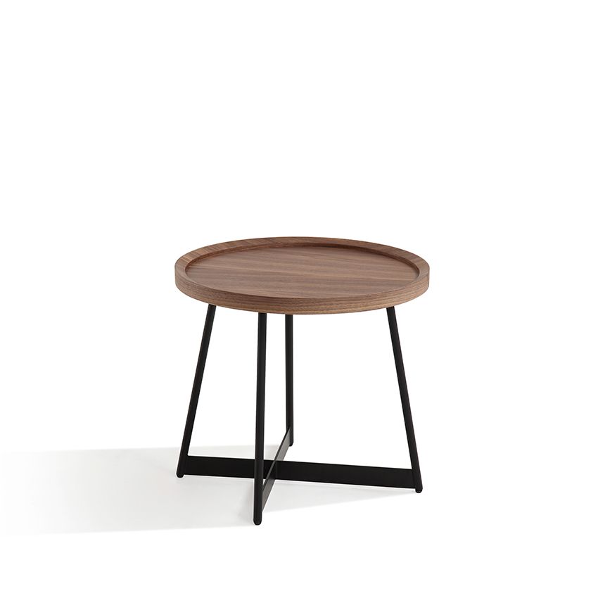 Bàn salon góc tròn 50*45, gỗ walnut
