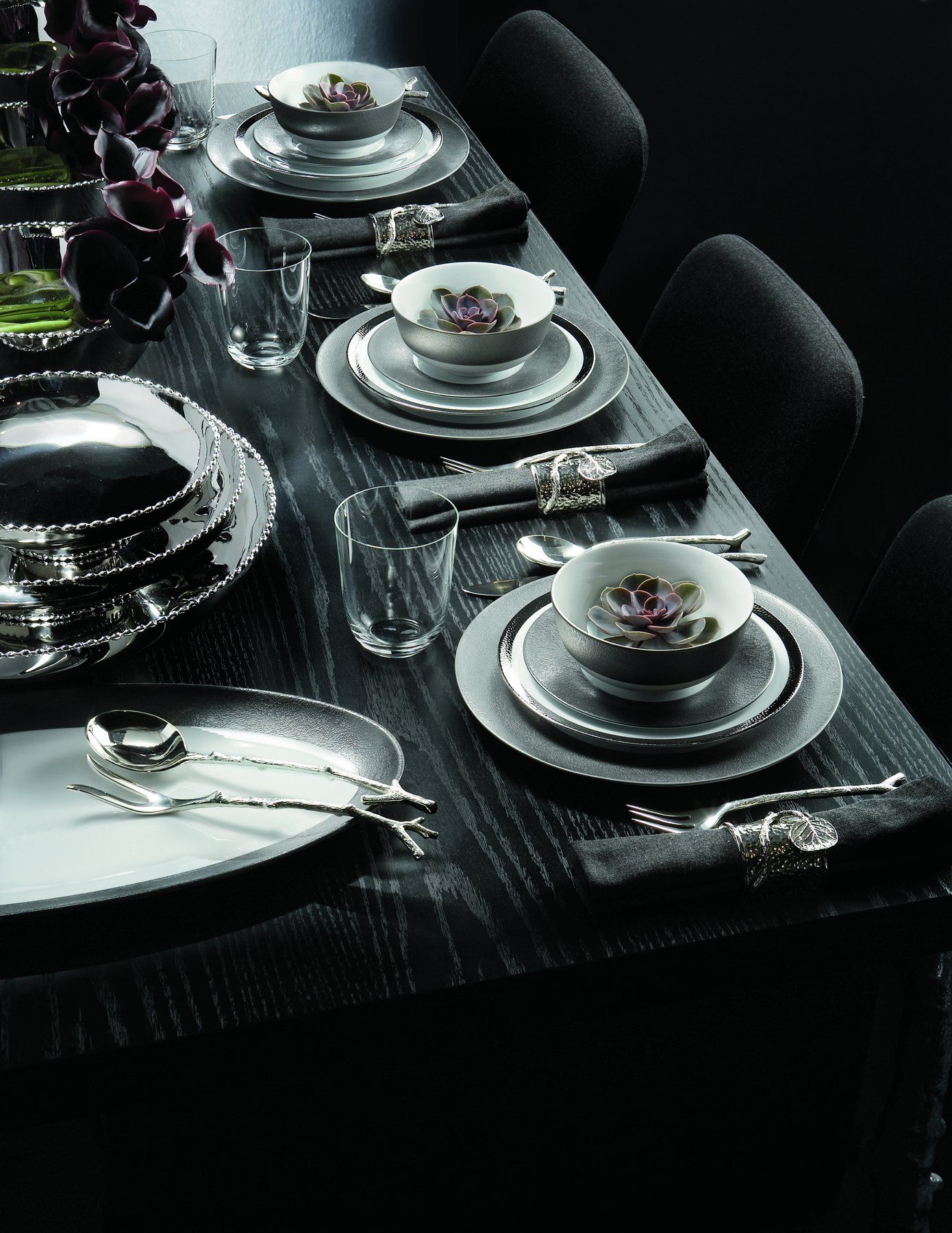 Bộ dĩa + tách viền bạc (5 món) - Silversmith Collection