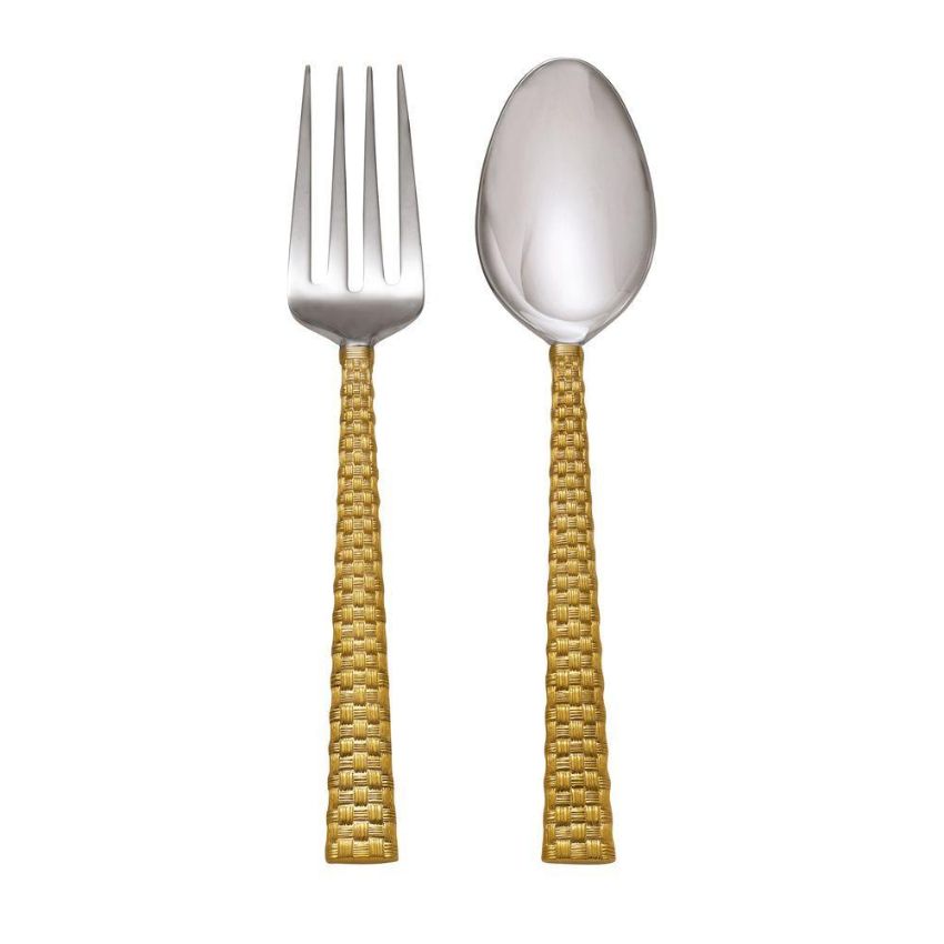  Bộ muỗng + nĩa  (2c/bộ), cán vàng đồng - Palm Collection 