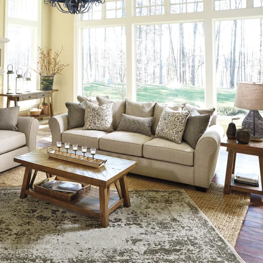Sofa, Vải, băng 3, 2590W*1016D*939H, màu Jute, Vintage