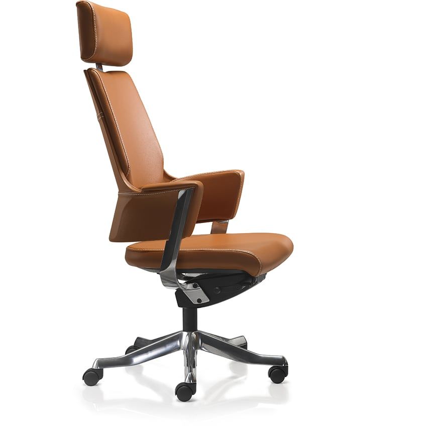 GHẾ VP DELPHI LƯNG CAO, 100% DA, MÀU NÂU(169)