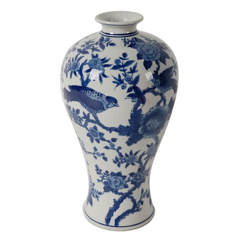 Bình, sứ, xanh dương/trắng,18.29 X 18.29 X 33.02cm