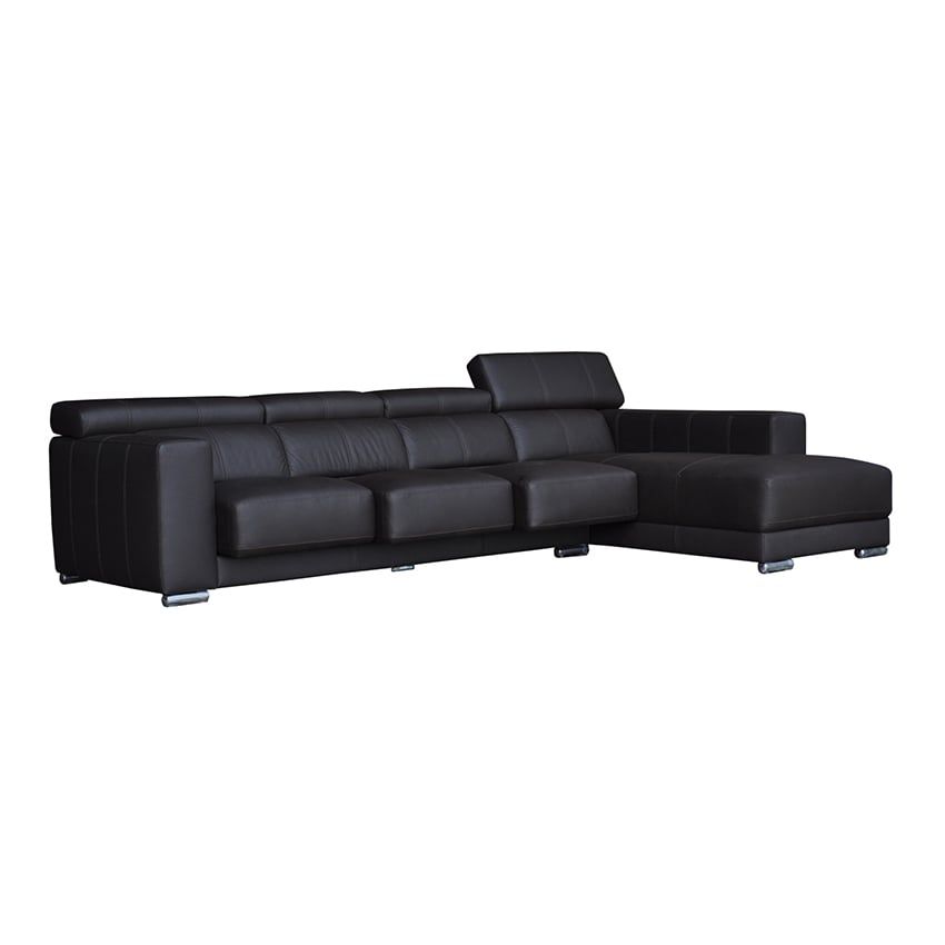 SOFA, 100% DA, GÓC PHẢI, (500C/S) ĐEN