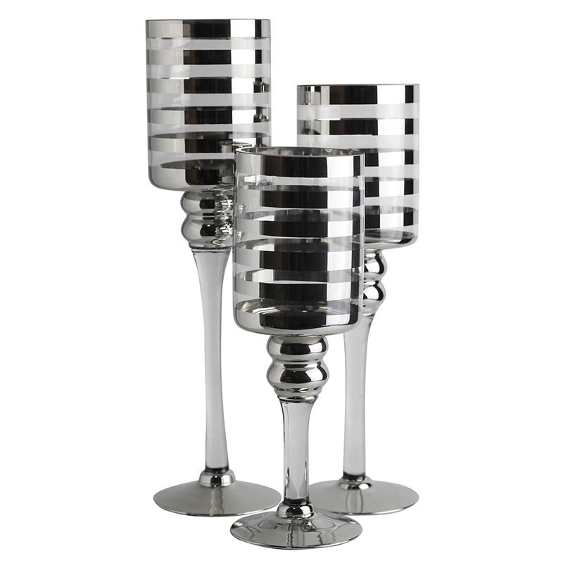Trang trí nến hình ly sọc bạc, Trung D4x14
