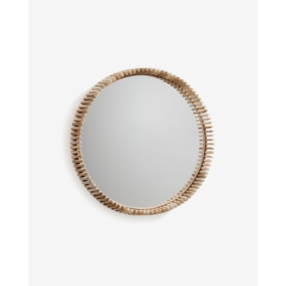 Gương soi PORTER, D85cm, khung bằng gỗ teak