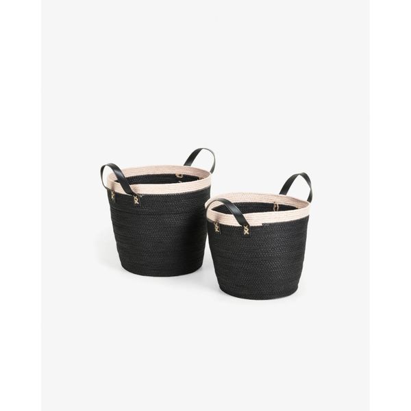 Giỏ KUOMI, 2 cái/bộ, chất liệu sợi màu đen