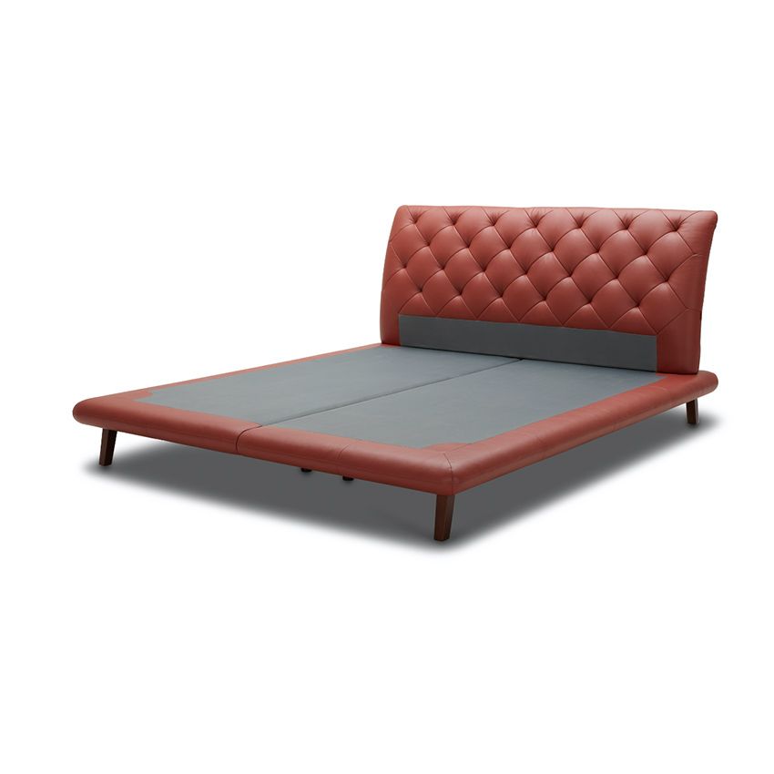 Giường 1m6*201, 100% da, (NL8405) Vàng bò