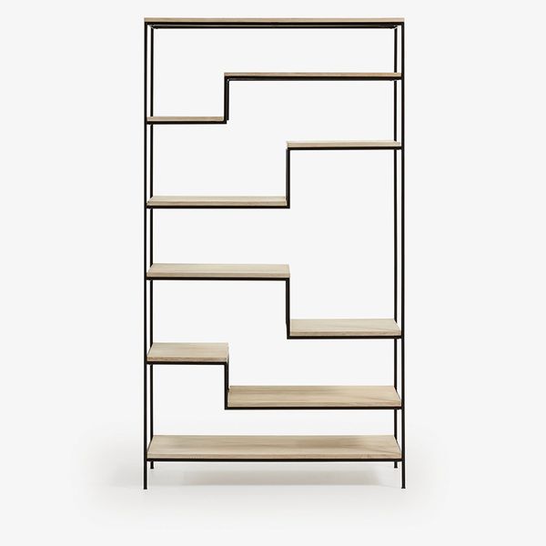 Tủ sách PYKE, 100*180cm, gỗ soài, kim loại màu đen