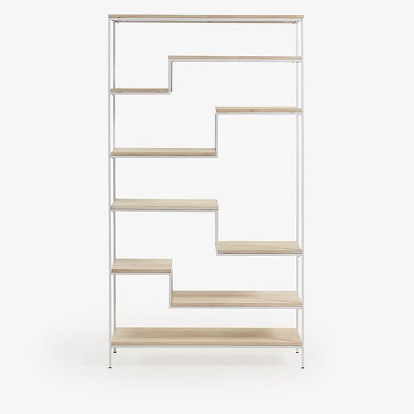 Tủ sách PYKE, 100*180cm, gỗ soài, kim loại màu trắng